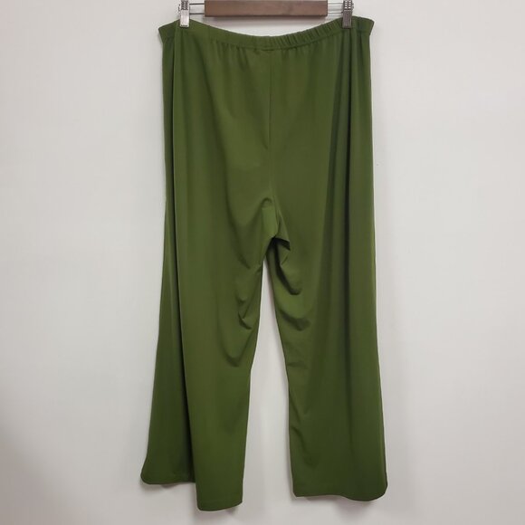 Bob Mackie Womens Wide Leg Pull On Pants Size 1X Petite Green Artsy Stretch - Picture 4 of 13